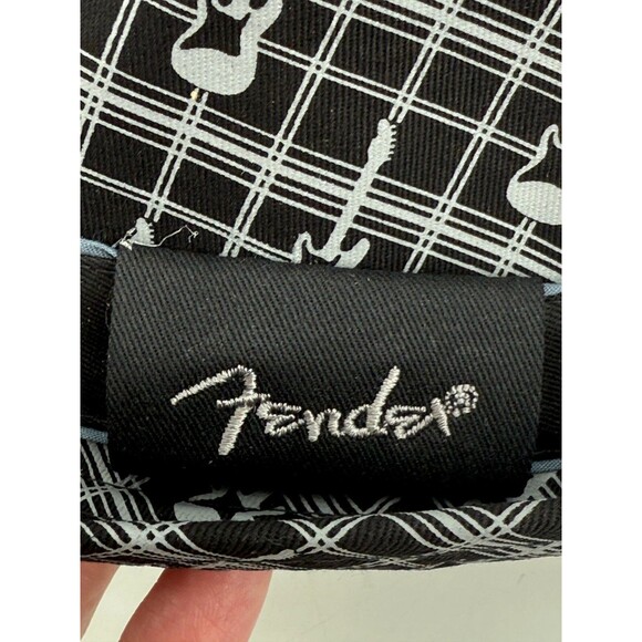 Fender Guitar Hat Fedora Black Gray Plaid Size Medium New Authentic - Picture 6 of 9